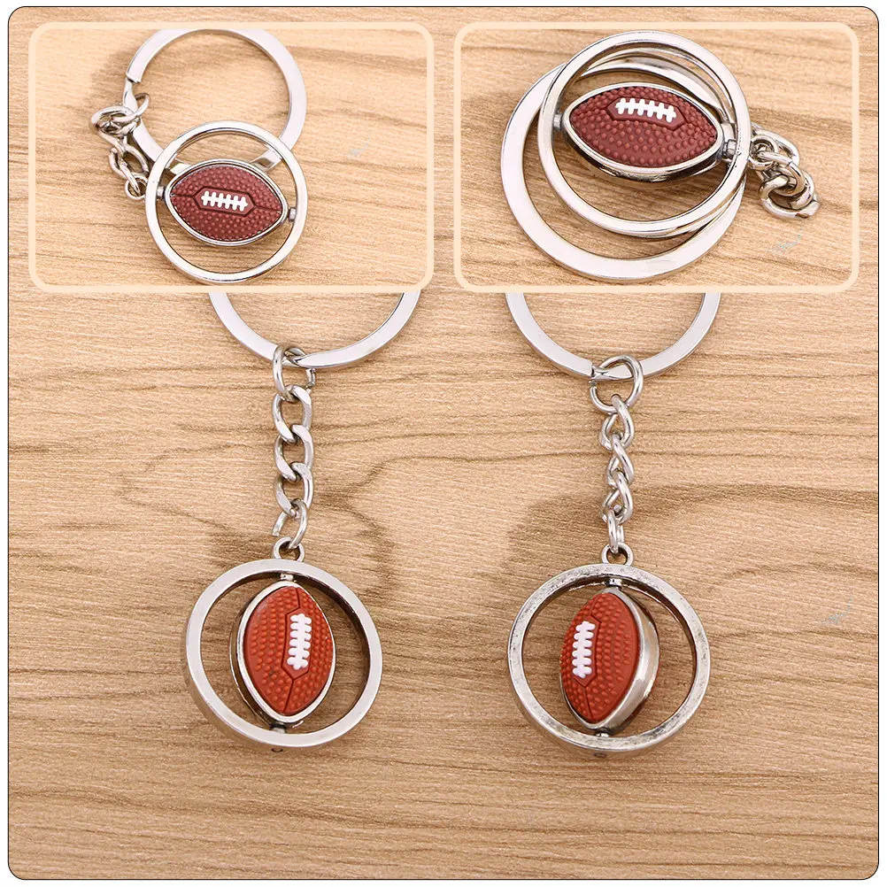 

Набор из 4 брелоков в виде мяча, вращающийся металлический брелок, элегантный дизайн в стиле регби, высокая прочность, идеально подходит для украшения ключей, маленький размер.