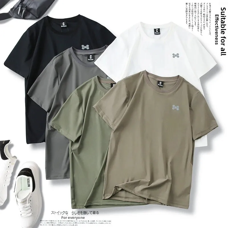 Reflective Outdoor Men's T-irt Summer New Breathable Qui Dry Lightweight round Ne Casual ort Sve Cool Feeling Tee