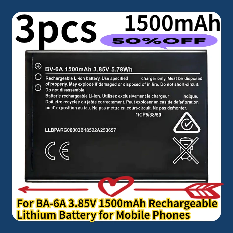 

For BA-6A 3.85V 1500mAh Rechargeable Lithium Battery for Mobile Phones