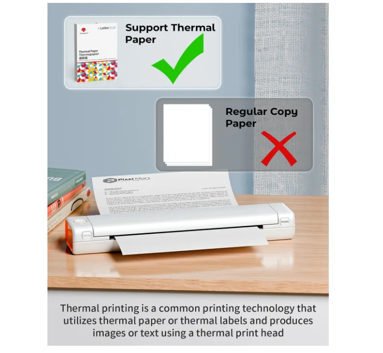 Phomemo M08F เครื่องพิมพ์ไร้สาย A4/กระดาษขนาด Letter แบบพกพาเครื่องพิมพ์ความร้อน 210 มม.พิมพ์เหมาะสําหรับเดินทาง/ทํางาน
