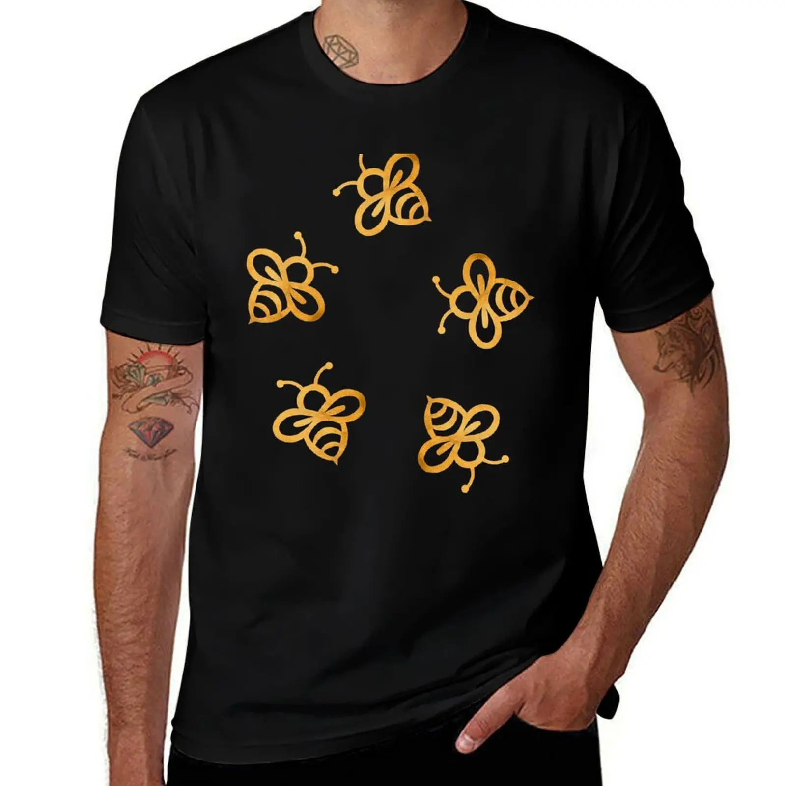 Bees - gold foil bees outlines T-Shirt Creative Graphic Tee Shirt