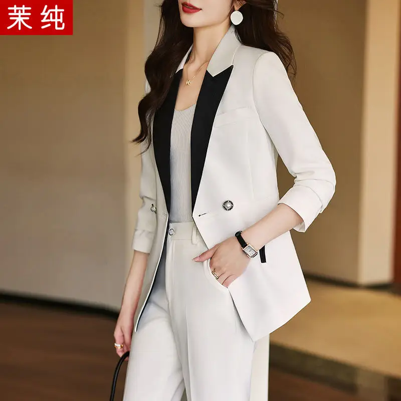 3-A62  Fashion suit for women 2023 new white shorts wear a complete set of professirk clothes color matching suit two-piece suit