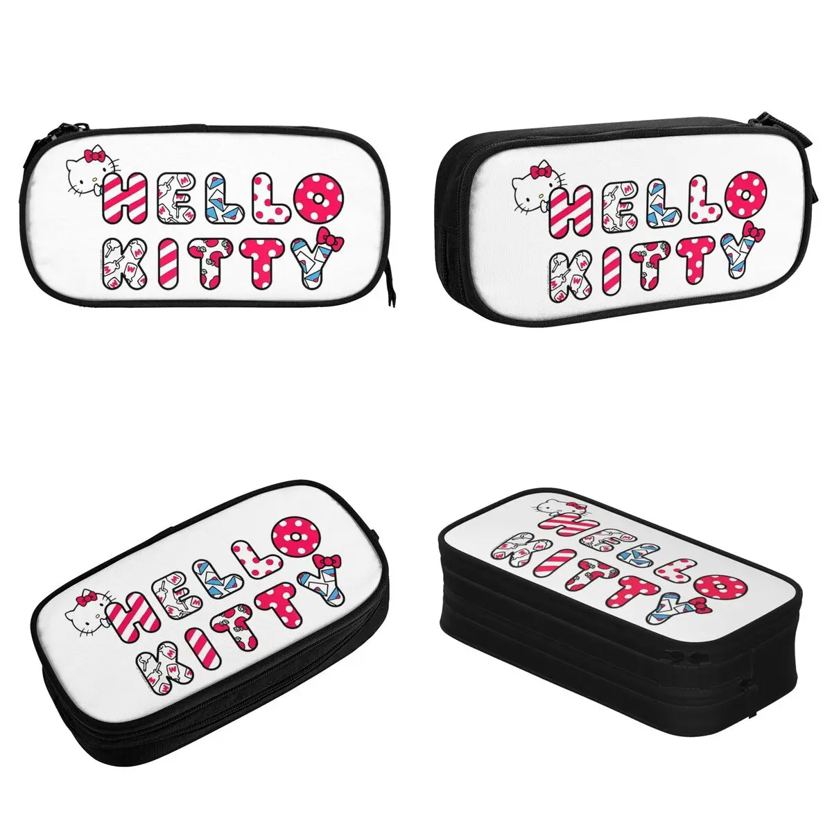 Hello Kitty Logo Pencil Cases Japanese Cartoon Pencilcases Pen Box Student Large Storage Bag School Supplies Gifts Stationery