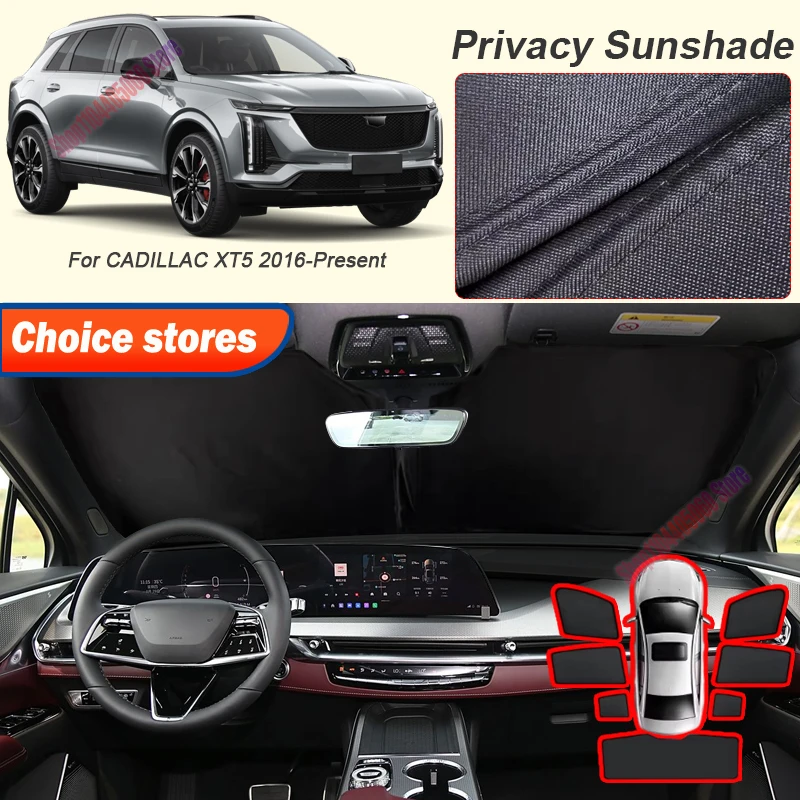 Auto Black Windows Privacy Sunshade For Cadillac XT5 2015-Present Anti-UV Heat Insulation Protect Cover Interior Accessories