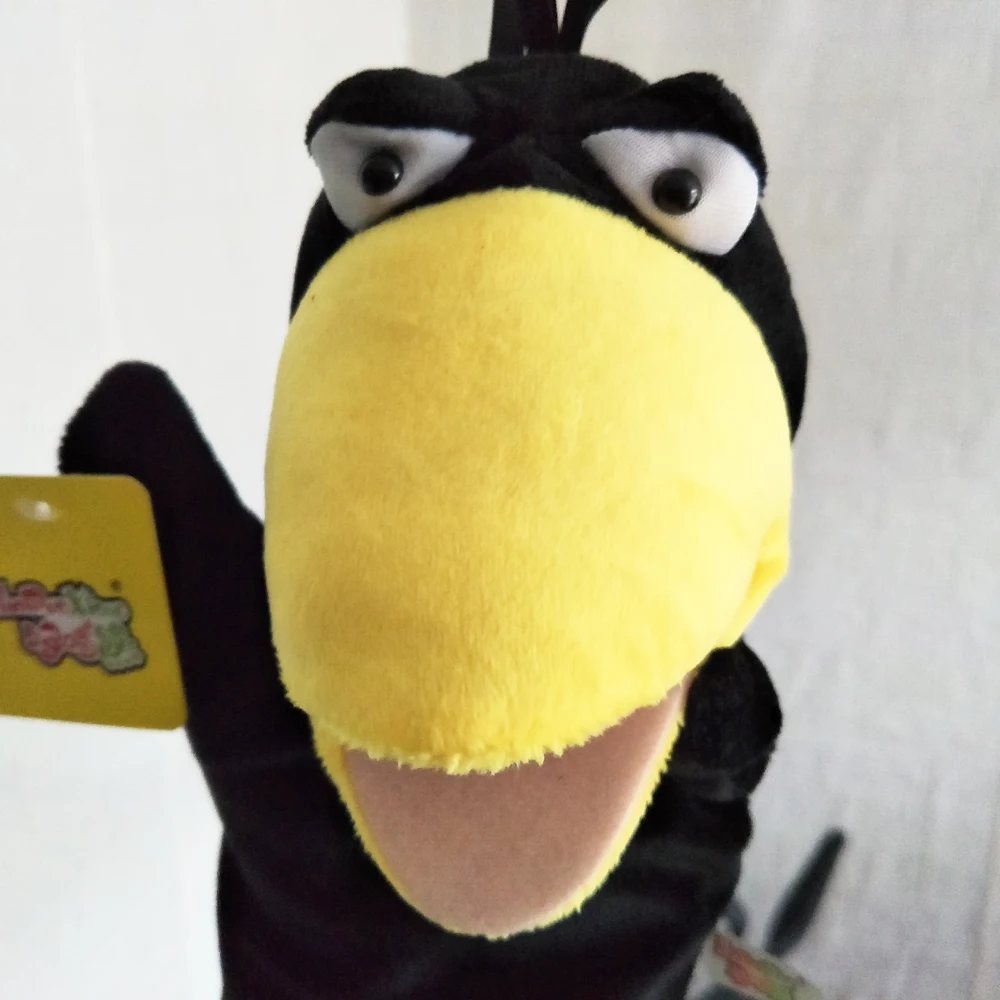 Brinquedo bonito da pelúcia do fantoche da mão do pássaro do corvo para o presente recheado das crianças