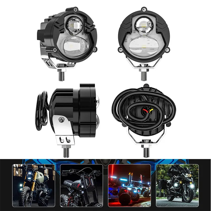 

Dual Color LED Motorcycle Laser Headlights Work Light Waterproof High Beam Spotlight for Off-road Vehicles Pickup Trucks