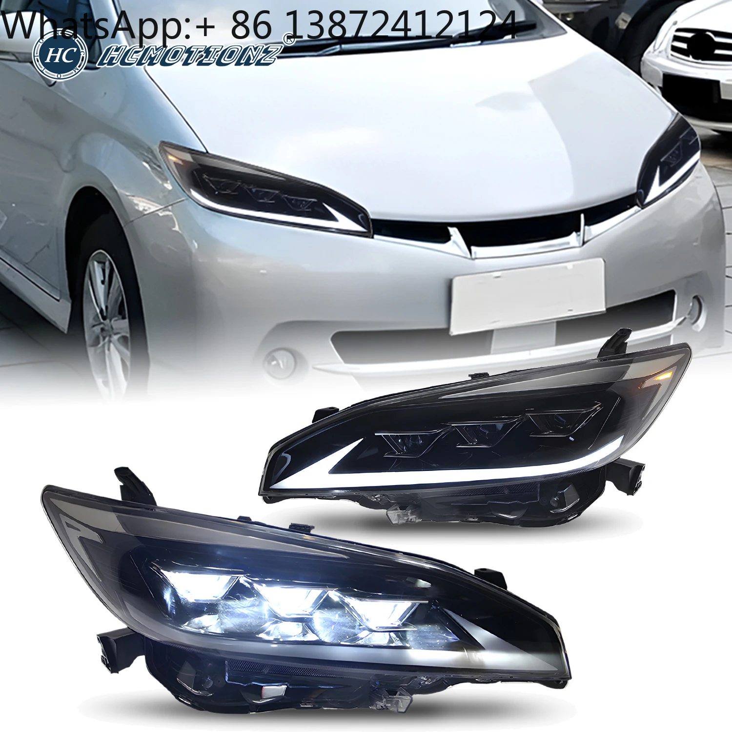 

HCMOTIONZ Full LED Front Lamps Assembly AE20 2th Gen 2009-2017 Car Lighting System DRL Animation Headlights for Toyota WISH