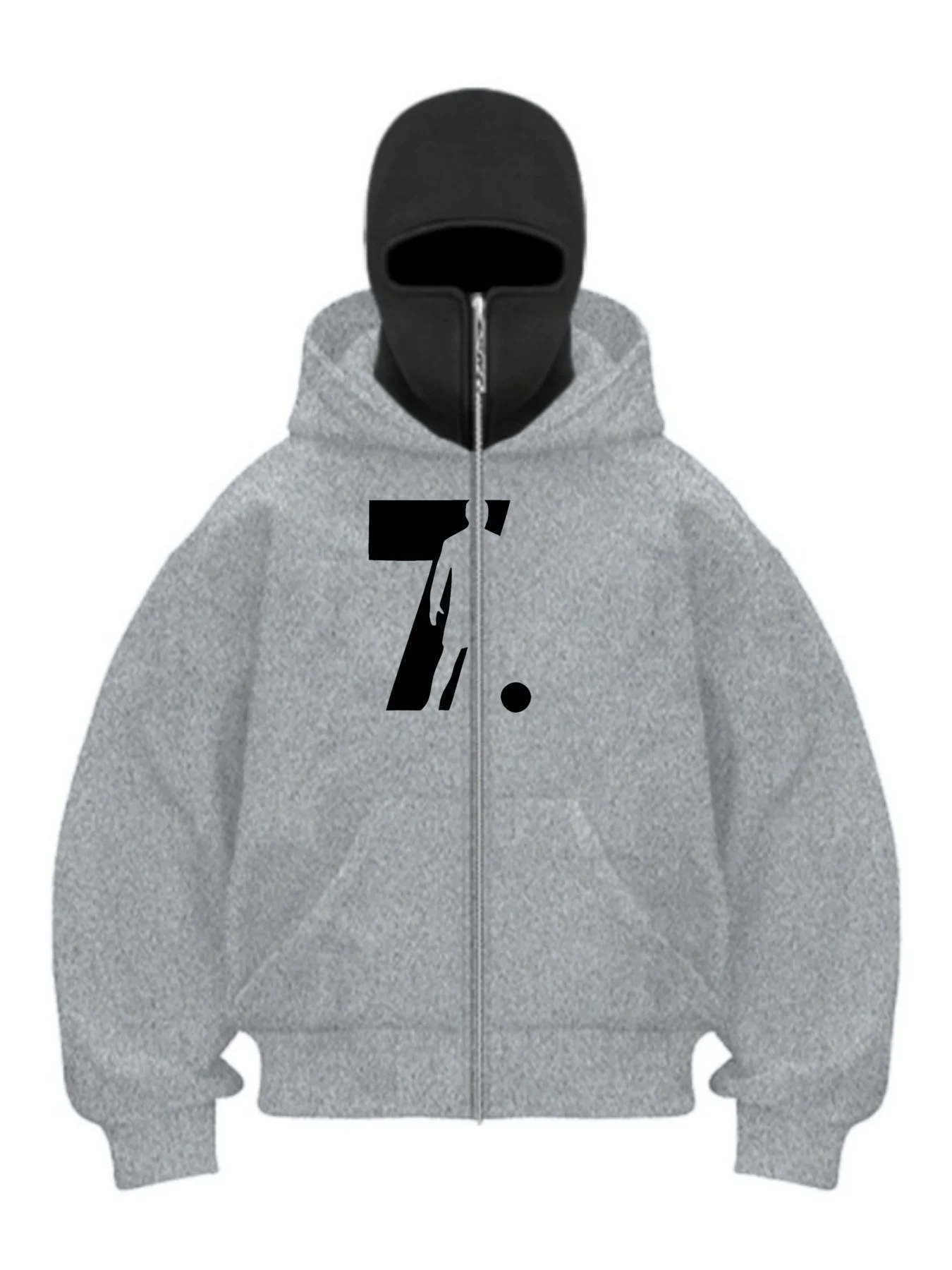 Sturmhaube Herren Kapuzenpullover mit Reißverschluss, Winter, warm, lässig, Y2K mit Kapuze, Gesichtsmaske, Reißverschluss-Design, Sportjacke, Outdoor-Aktivitäten