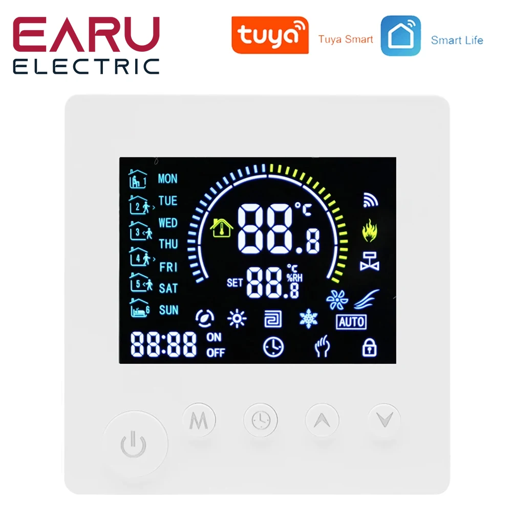 

TUYA WiFi Thermostat Temperature Controller Water Electric Floor Heating TRV AC90V-240V 3A 16A Digital LCD Display Wall Mounted