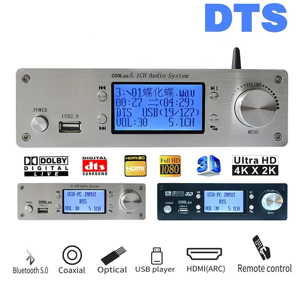 

RH-699X DTS 5.1 Decoder Dolby AC3 4K Lossless Playback Digital Turntable U Disk Music Optical Fiber Coaxial