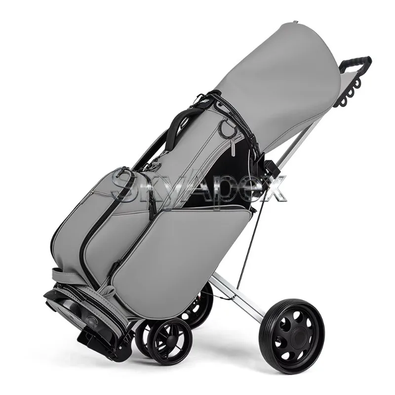 Lightweight Aluminum Foldable Golf Trolley Push Cart With Brake And Storage For Walking On Golf Course Bag Convenient Transport
