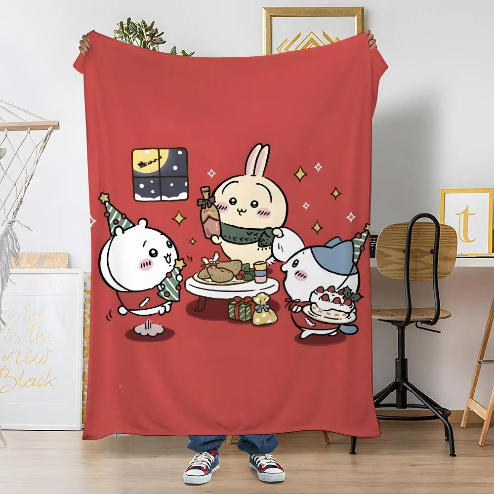 CUTE CARTOON C-Chiikawas Throw Soft Coral Fleece Blanket 310gsm Fluffy Warm Throw for Sofa Bed Couch Bedroom Decor
