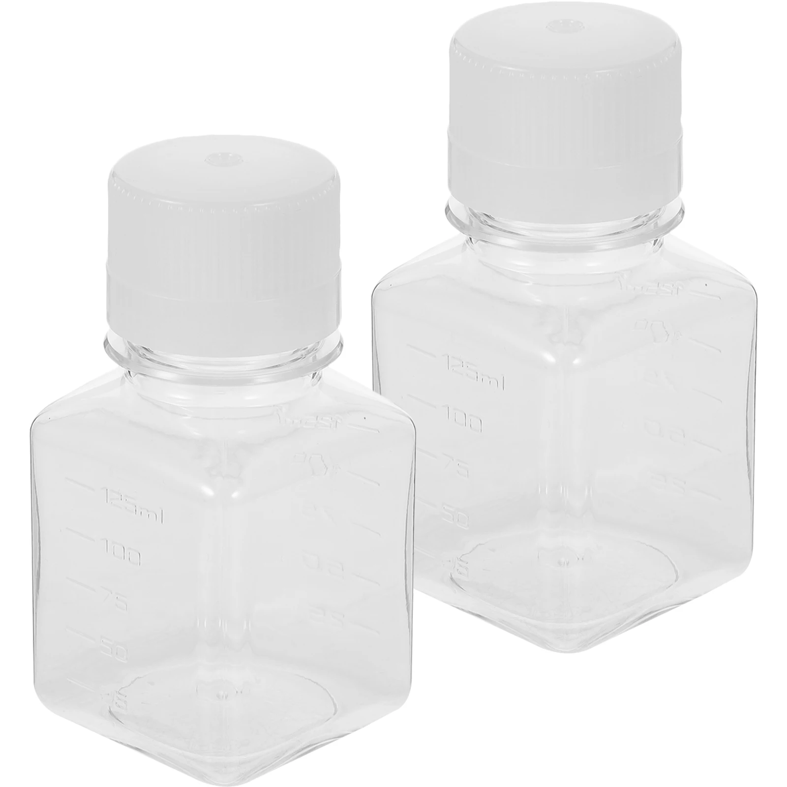 

2pcs 125Ml Plastic Bottles Reagent Vials Sample Sealing Reagent Containers Thickened Leakproof For