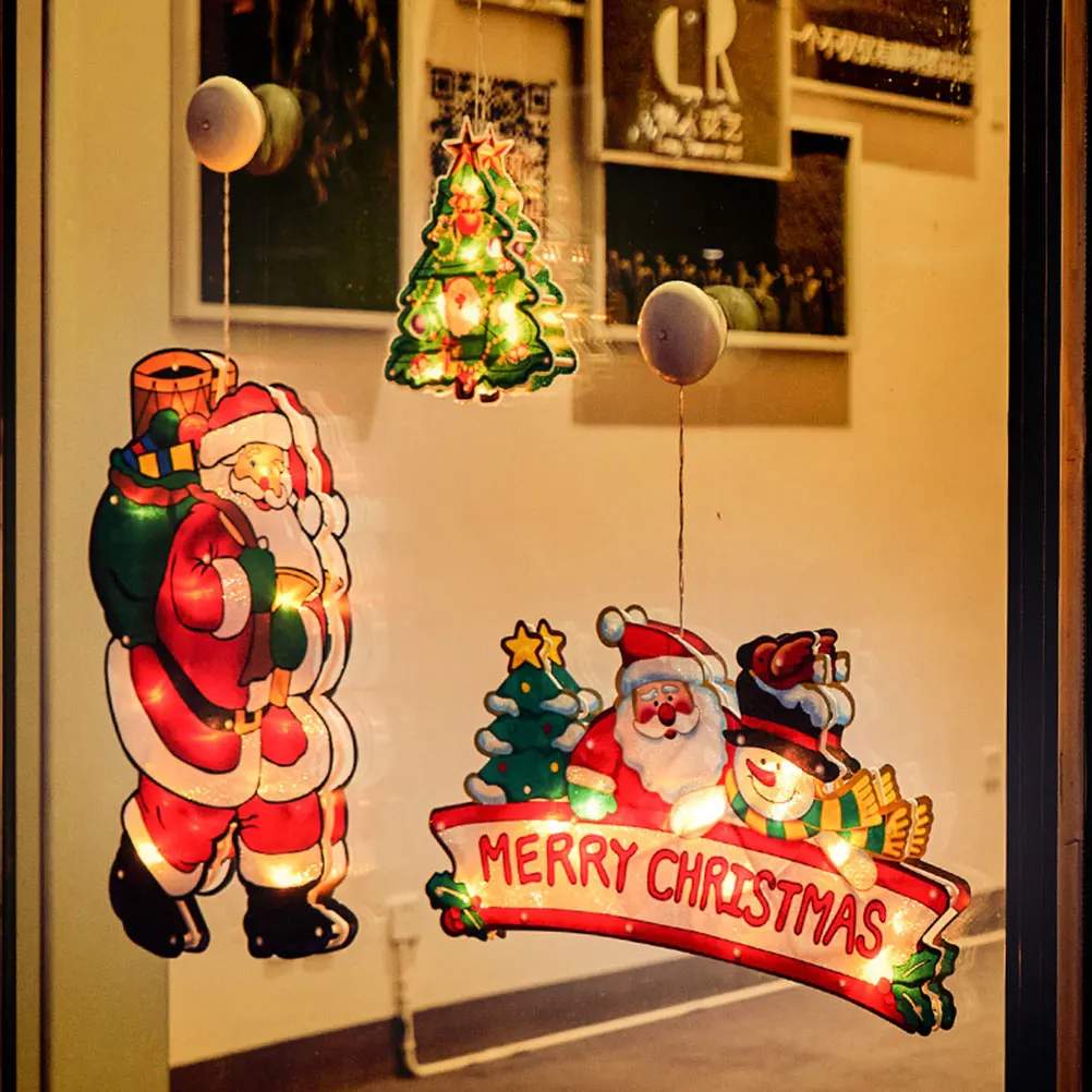 

1pc Christmas Star Lights Led Suction Cup Lamp Energy Saving Home Party Festival Decoration Santa Claus Lamp For Bedroom Balcony