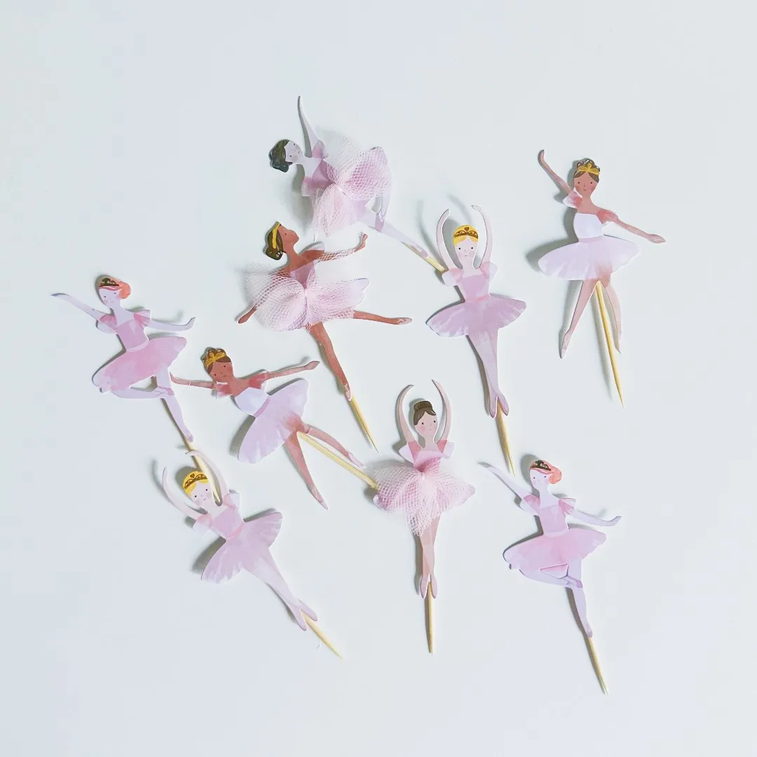 12 Stück rosa Ballett-Kuchenaufsätze – Cupcake-Dekor-Picks mit Ballett-Motiv für Mädchen, Geburtstagsfeier, Tanz-Thema, Feierzubehör – Detail 3