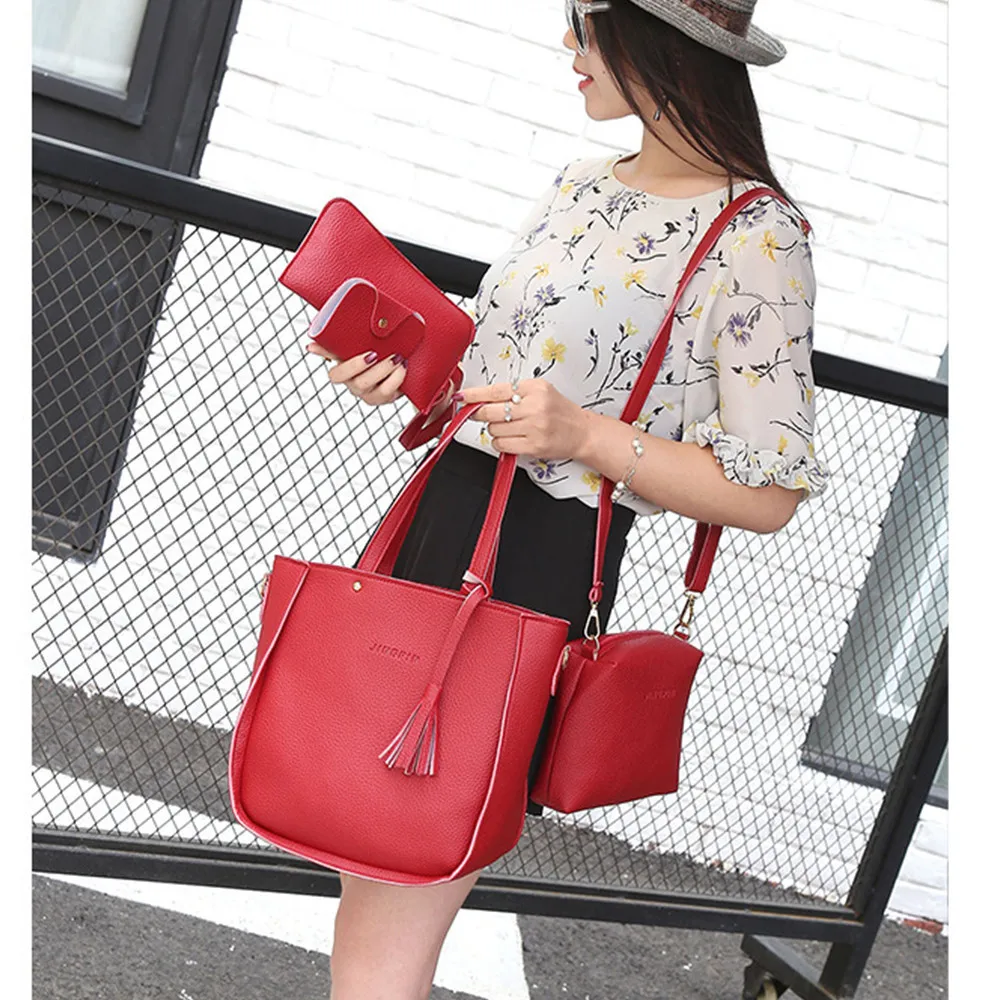 

Women'S Bag 2025 New Style Fashionable Lychee Pattern Four-Piece Mother-And-Child Bag Crossbody Shoulder Handbag