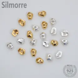 10pcs 100% Solid 925 Sterling Silver Irregular Gravel Spacer Beads for DIY Bracelet Necklace Fine Jewelry Making JQ0093