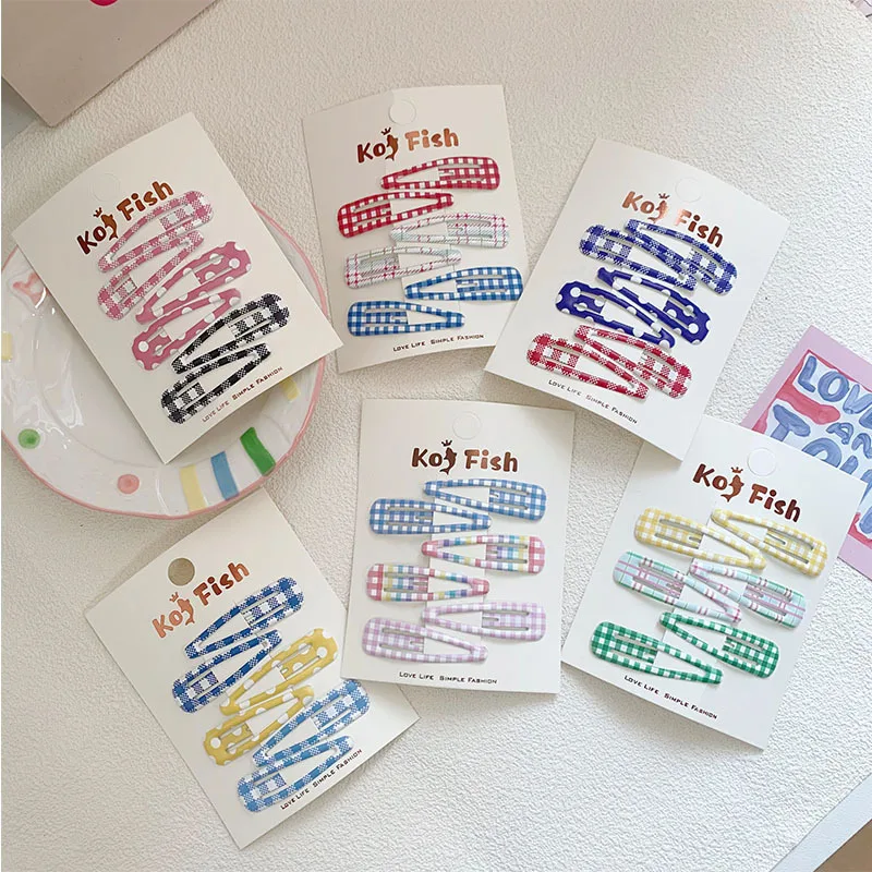 

6pcs/bag Polka Dot Checkered Hair Clip Colorful Girls Bangs Side Clip Sweet Cute Children Broken Hair Clip Hair Styling Headwear