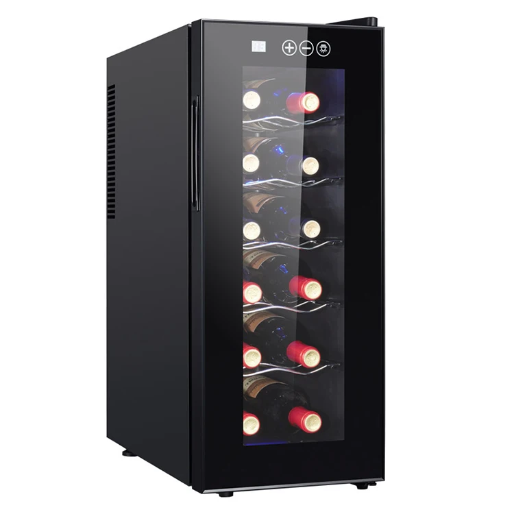Freistehender thermoelektrischer kleiner Kühlschrank mit Arbeitsplatte, 12 Flaschen, Rotweinkühler, intelligenter Thermostat, Weinkeller für Bar und Zuhause