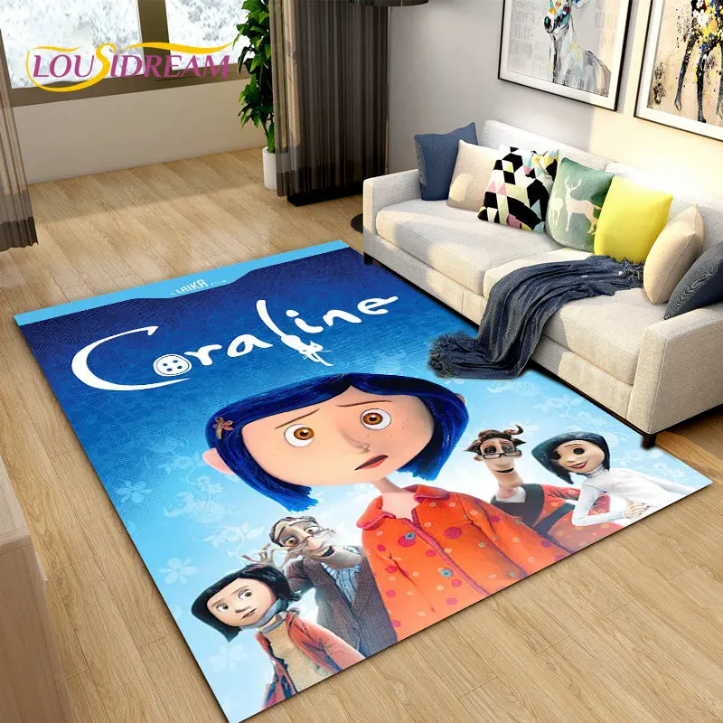 3D Cartoon Coraline Area Rug,Carpet Rug for Living Room Children\'s Bedroom Sofa Yoga,Kids Play Game Crawling Non-slip Floor Mat