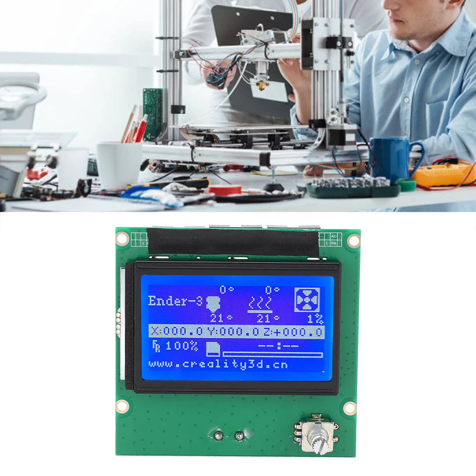 3D Printer LCD Display Screen 12864 Blue Control Panel with Ribbon Cable for ENDER 3 3s 3X 3 Pro 3D Printer LCD Display Screen