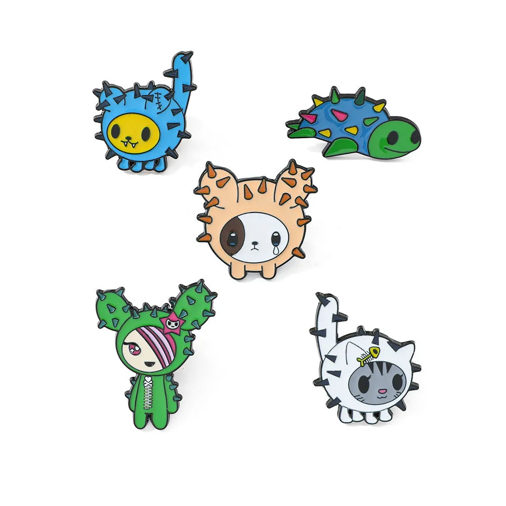 

1 Set Tokidoki Cactus Friends Brooch Badge Cute Cartoon Lapel Creative Fashion Metal Enamel Badge Pinfor Clothing Gift
