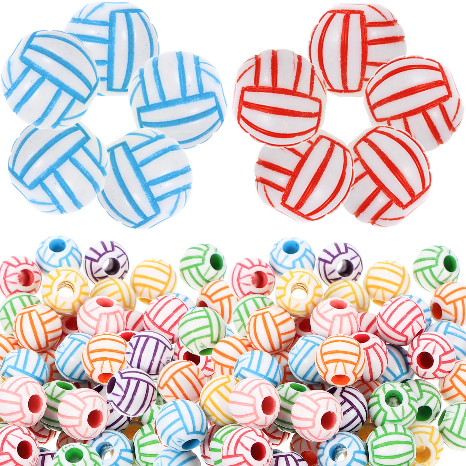 

100Pcs Volleyball Acrylic Beads DIY Bracelet Necklace Making Jewelry Accessories Sports Charms Loose Beads for Crafts