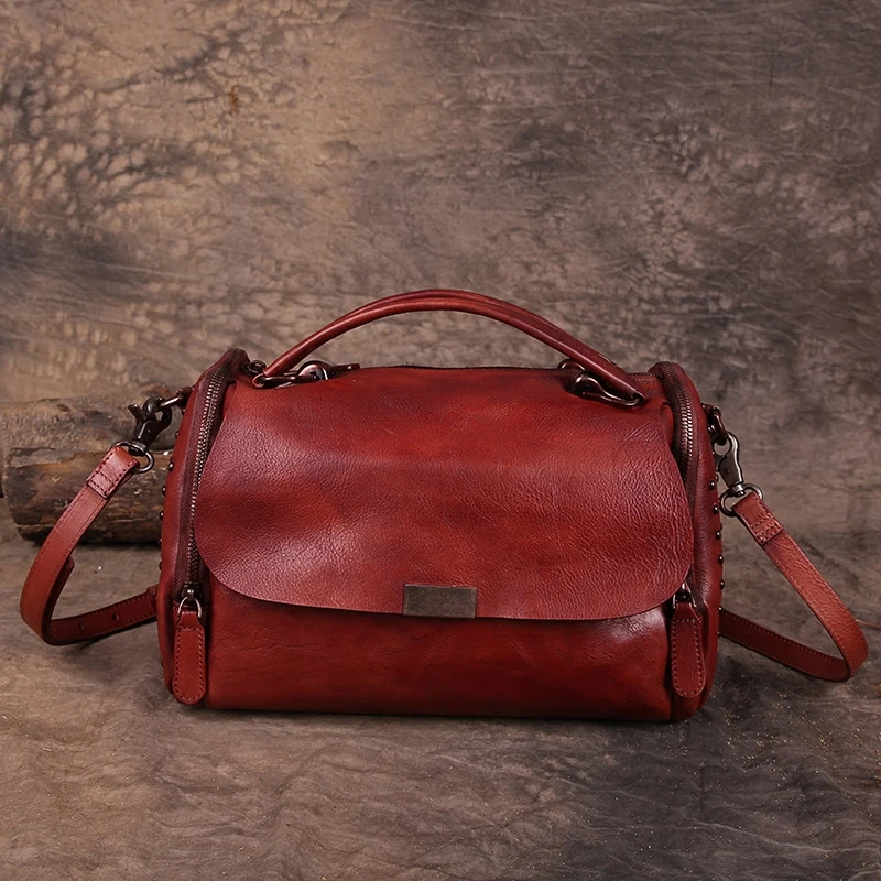 

Новинка 2025 года, женские сумки из натуральной кожи, ретро, диагональная сумка через плечо большой вместимости, женские кожаные сумки-тоут