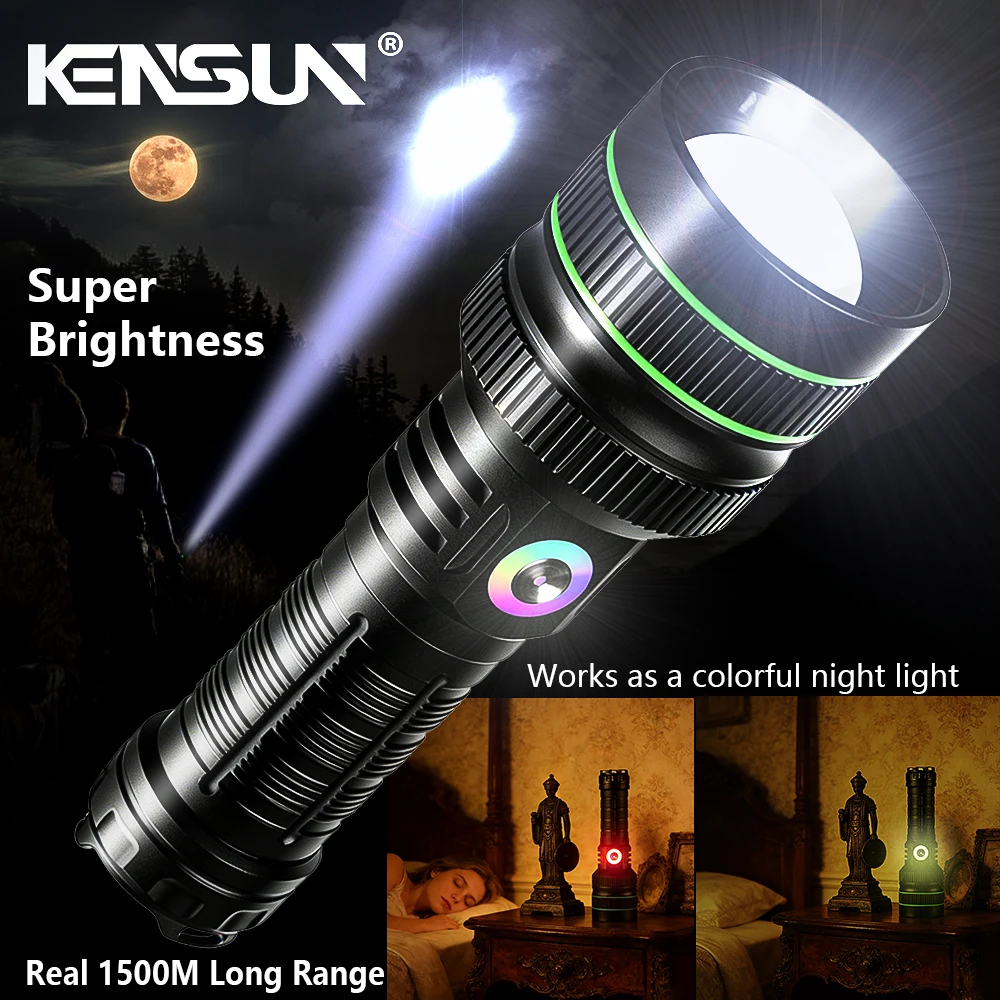 ベストセラー-キロメートル級の照射距離を持つ超高輝度ハイパワーled懐中電灯、金属ボタン付き、超長距離防水仕様
