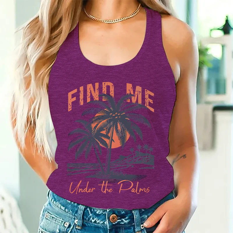 Summer Women's Ocean Beach Graphic Sleeveless Racerback Tank Tops 
