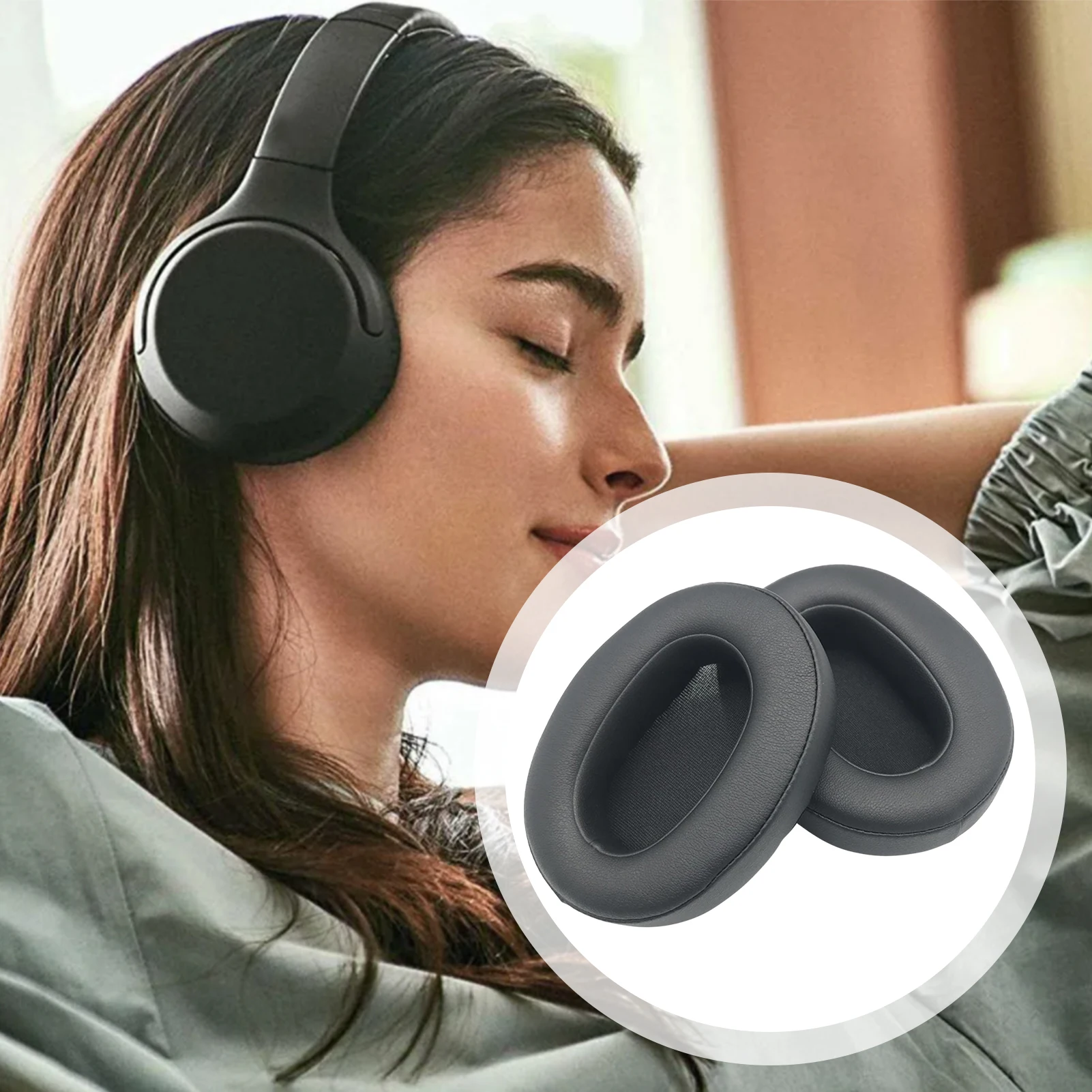 2 قطعة استبدال الجلود بطانة للأذن لسوني WH-XB900N سماعات غطاء رغوة الذاكرة الأذن وسائد عالية الجودة يارباد ل WH-XB900N