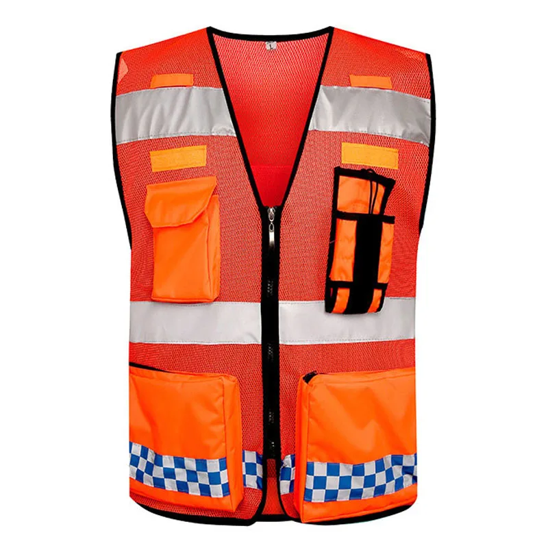 Size S-4XL Reflective Vest High Visibility Reflective Cycling Vest with Multi Pockets Safety Vest for Security Guard