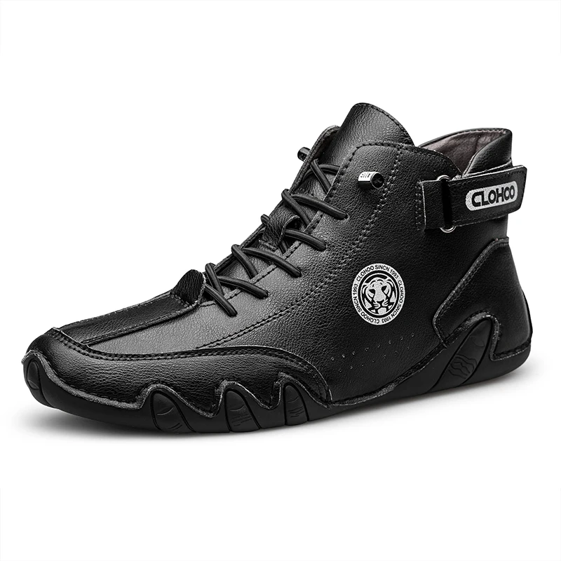 CLOHOO Handgenaaide Octopus Design Korte herenlaarzen Hoge leren rijlaarzen Stijlvolle herenschoenen