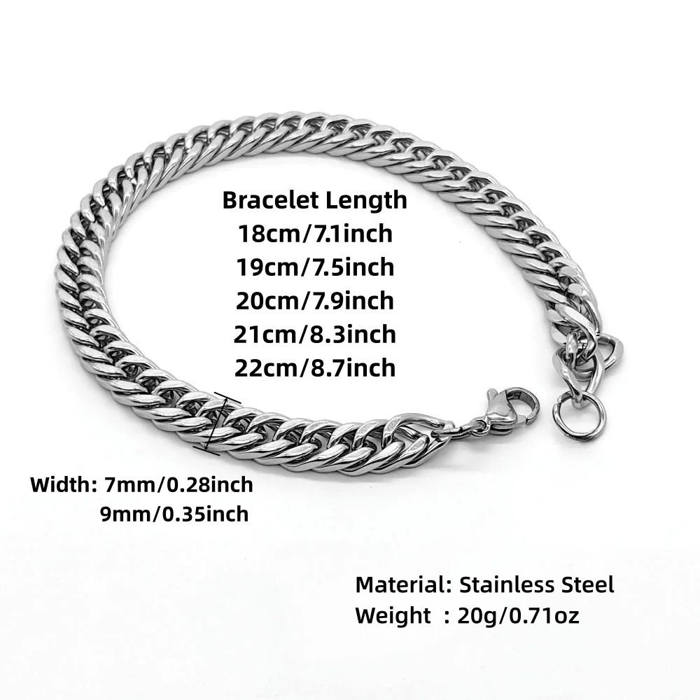 Statement Miami Cuban Curb Chain Bracelets for Men Stainless Steel Waterproof Personalized Wristband Punk Gothic Jewelry