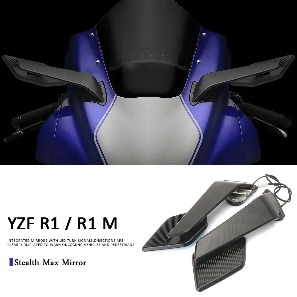 

with LED Rotating Adjustable Wing Mirrors 2020-2025 YZF R1 R1M Motorcycle New Accessories Rearview Mirrors For YAMAHA YZF R1 R1M