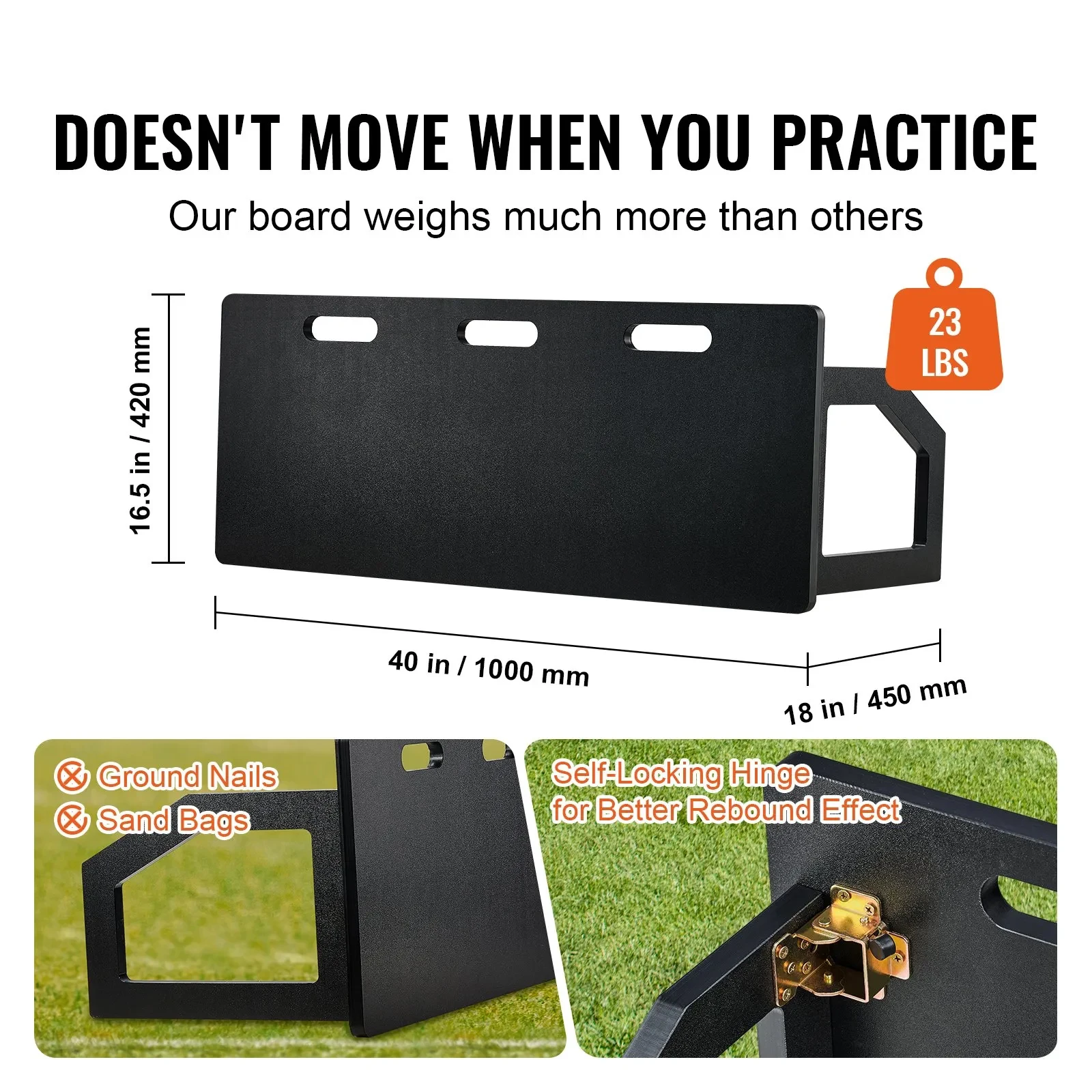 

VEVOR Soccer Rebounder Board, 40"X16" Portable Soccer Wall with 2 Angles Rebound, Foldable HDPE Kickback Rebound Board