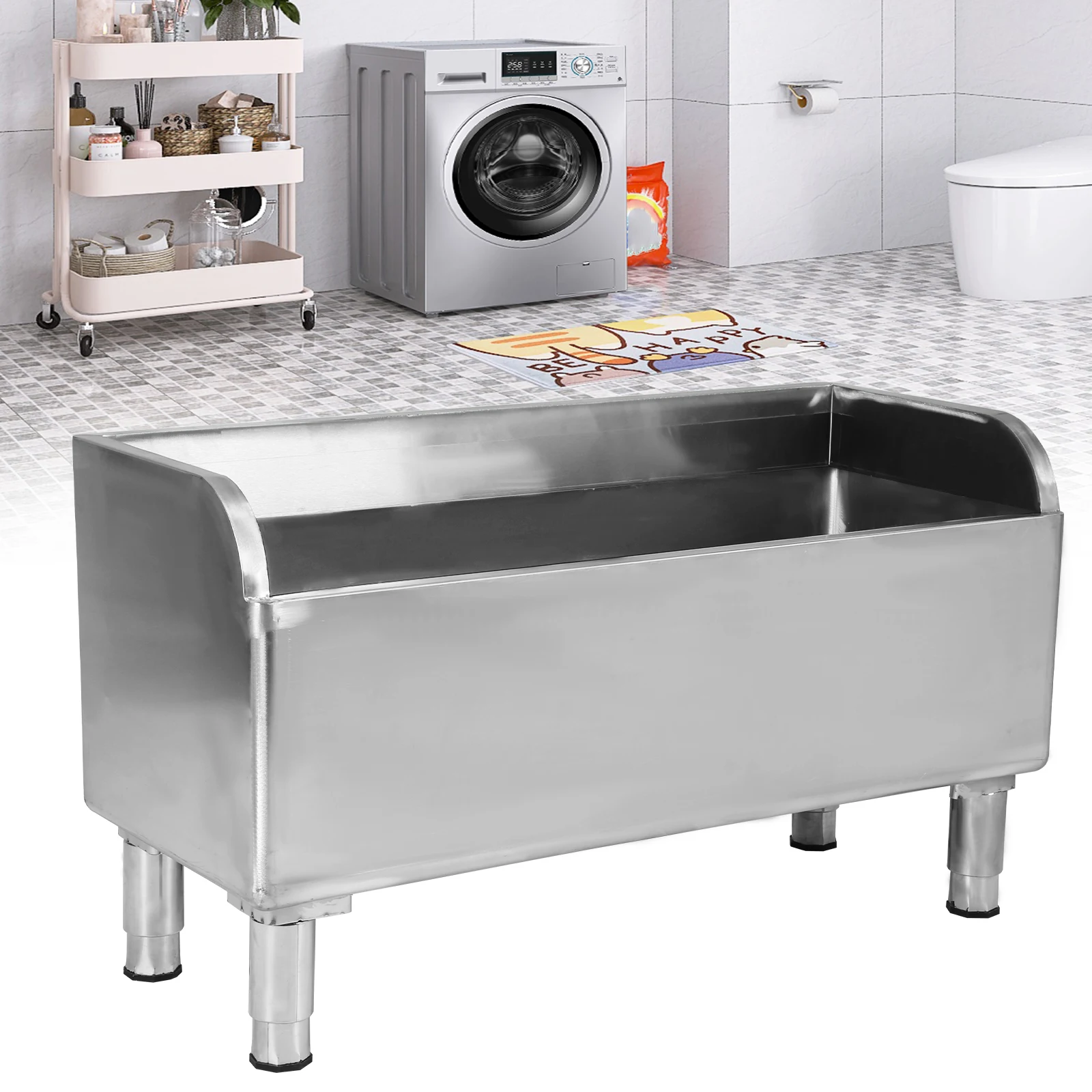 

Steel Floor Mop Sink with Drainage/Strainer Utility Sink Commercial Floor Mop Sink Mop Service Basin for Laundry Room Kitchen