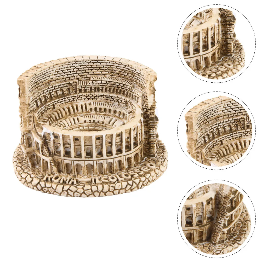 

2PCS Resin Colosseum Crafts Vivid Design Bonsai Ornaments Sand Table Decorations Small Adornment Stress Relief Toys