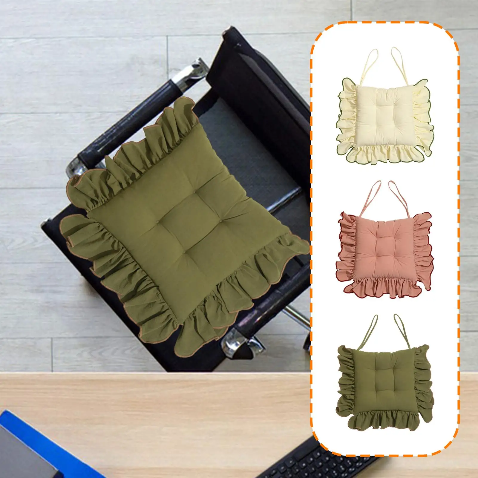 Chair Cushion Seat Cushion Thickened Comfortable for Kitchen for Dining Chairs Non Slip Ruffled Edge 40x40cm