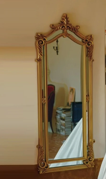 French retro dressing carved wall-hung floor-mounted full-body cloakroom fitting mirror