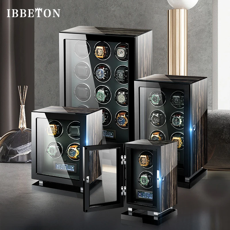 Automatic Watch Winder Luxury 24 Wood Watch Safe Box Fingerprint Unlock Touch Control and Interior Backlight Watches Storage Box