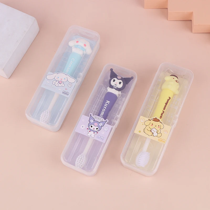 Cartoon Sanrio Toothbrush Cute Hello Kitty Kuromi Melody Toothbrushes Soft Fur Toothbrush With Box Children Clean Care Teeth