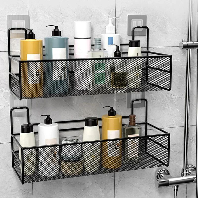 Toilet storage rack, non perforated bathroom storage, toilet, washbasin, wall mounted supplies, hooks, shower room