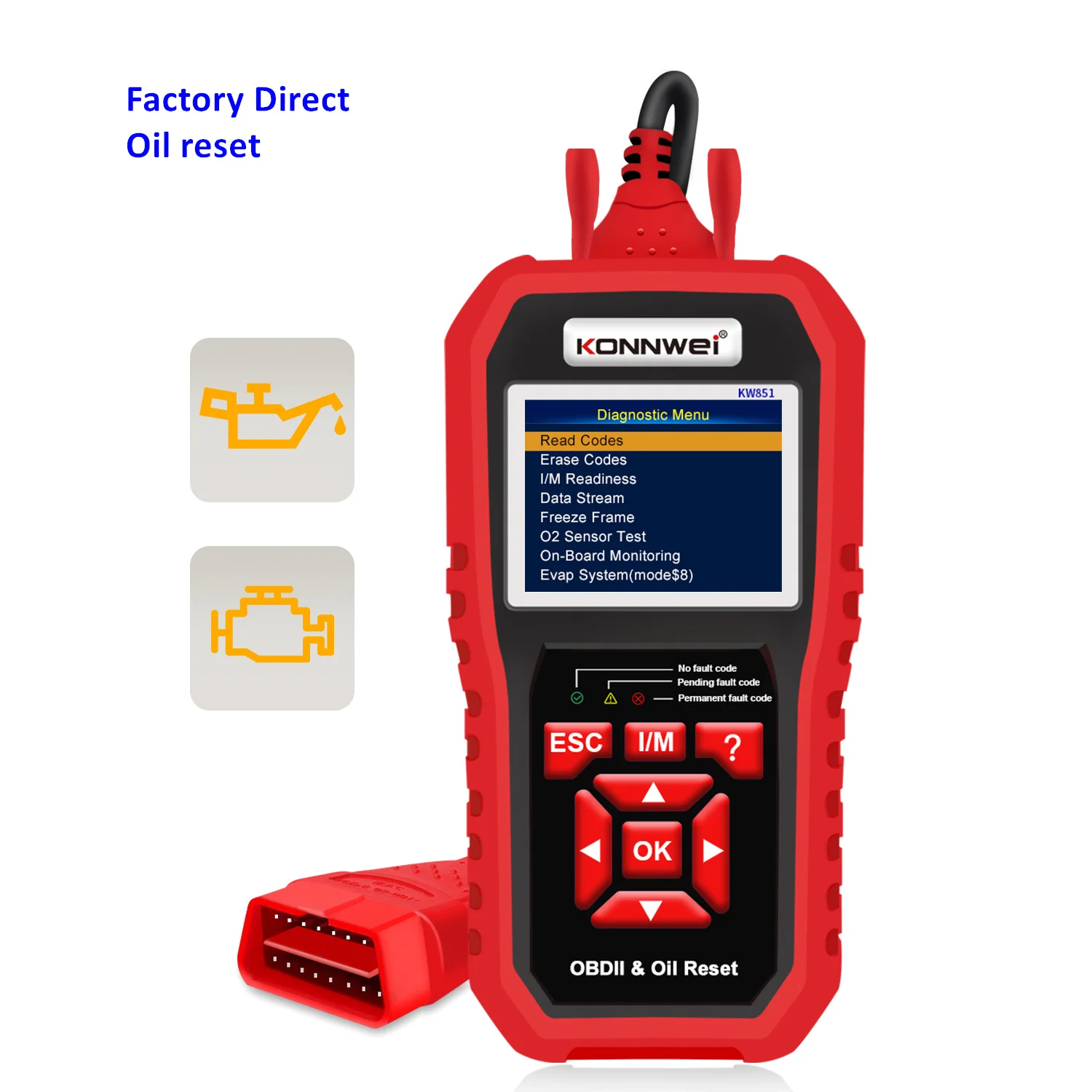 

Universal OBD2 Diagnostic Tools Konnwei Factory Kw851 Obd2 Scanner Diagnostic Tool for OBD2 Protocol Cars With Oil Light Reset