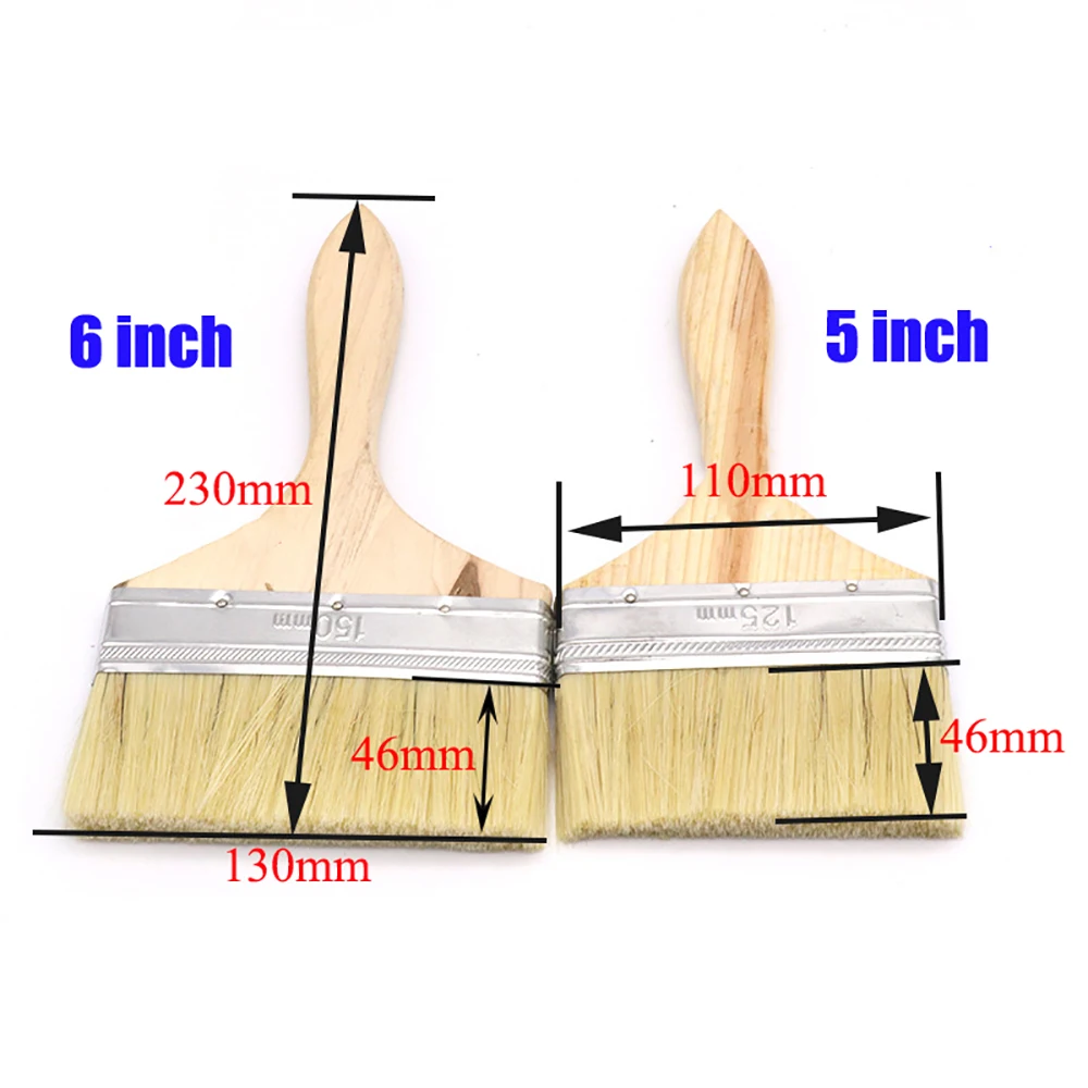 5pcs Paint Brush Wooden Handle BBQ Brush 2/3/7 Inch Soft Hair Painting Brushes for Wall Furniture Paint and Wood Stains Tool Set