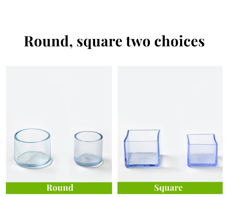 4PCS Transparent Silicone Chair Leg Cover Square/Round Non-slip Furniture Feet Caps Furniture Leveling Feet Hole Plug Dust Cover