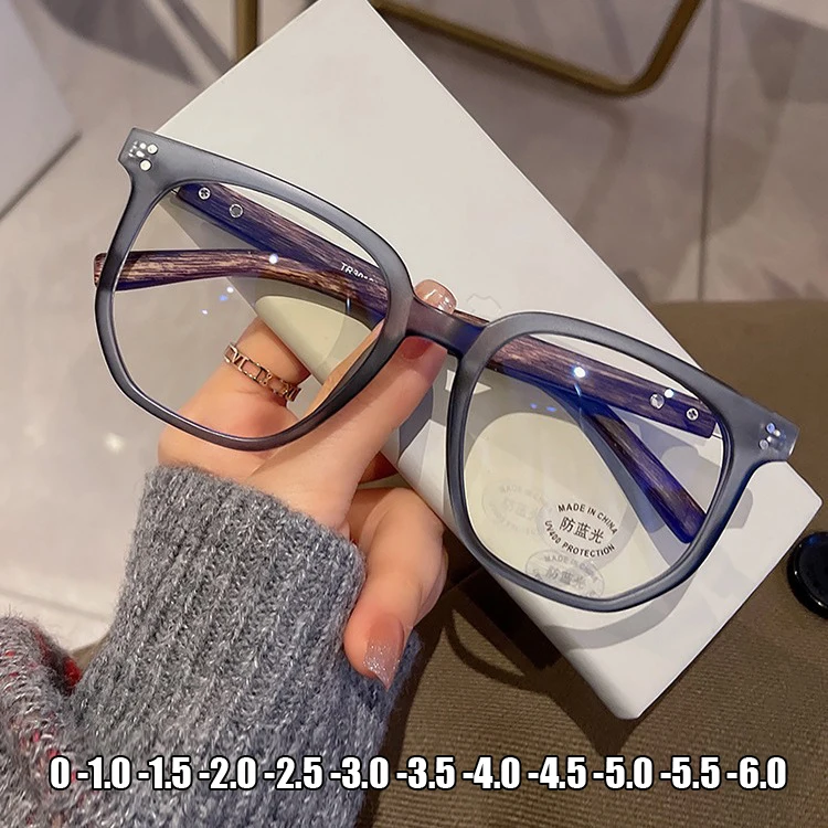

New Wood Frame Myopia Glasses Retro Large Frame Shortsighted Eyeglasses for Women Men Prescription Near Sight Eyewear Diopter