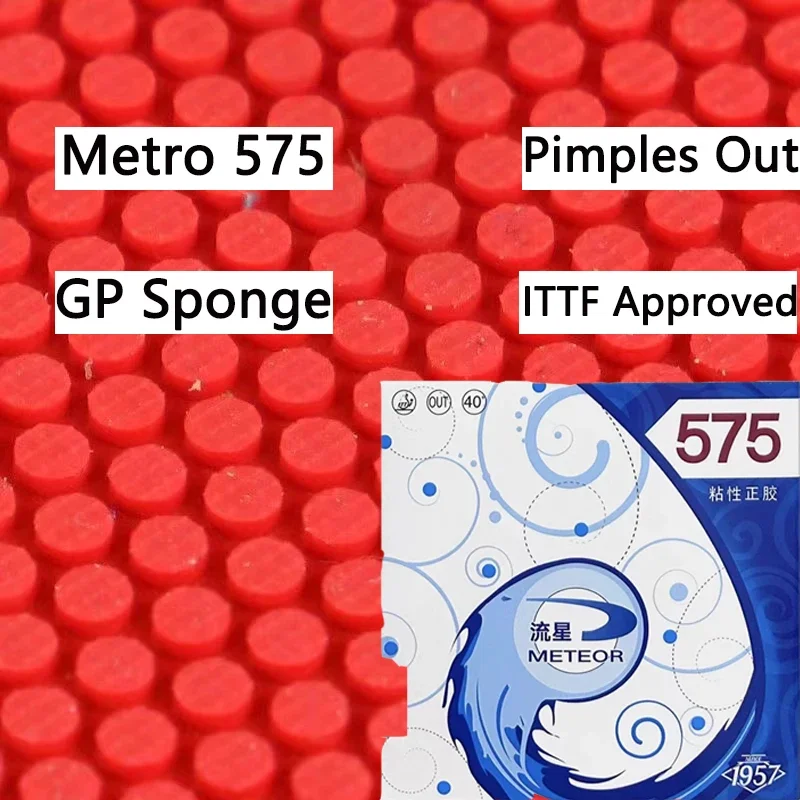 النيزك 575 تنس الطاولة المطاط ورقة لزجة البثور خارج بينغ بونغ المطاط ورقة مع 2 مللي متر الأبيض GP الإسفنج الطاقة الداخلية ITTF