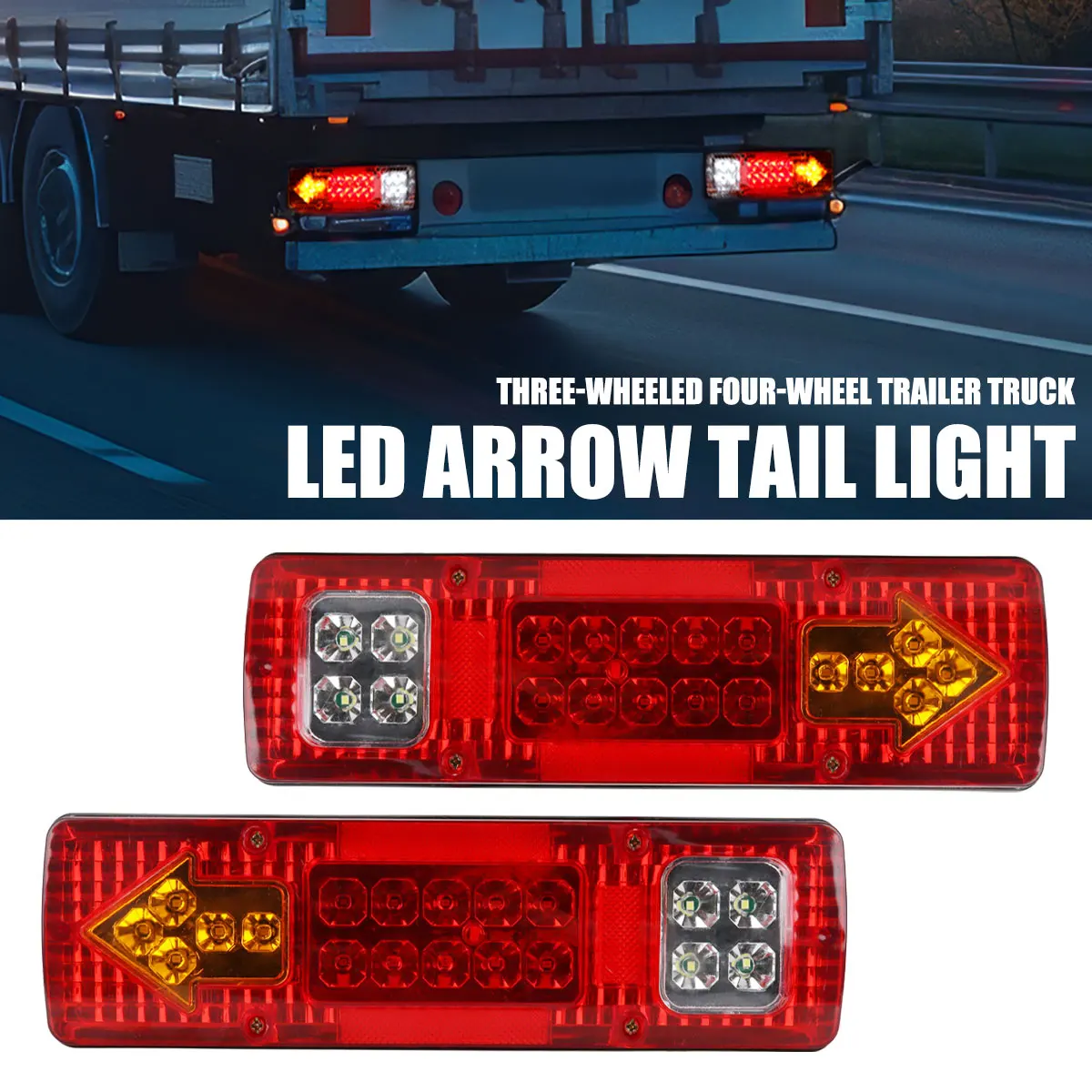 2Pcs 24V Truck LED Waterproof Taillights Indicator Lamp For Trailer Lorries Boat RV Caravan Van Flow Steering Brake Reversing