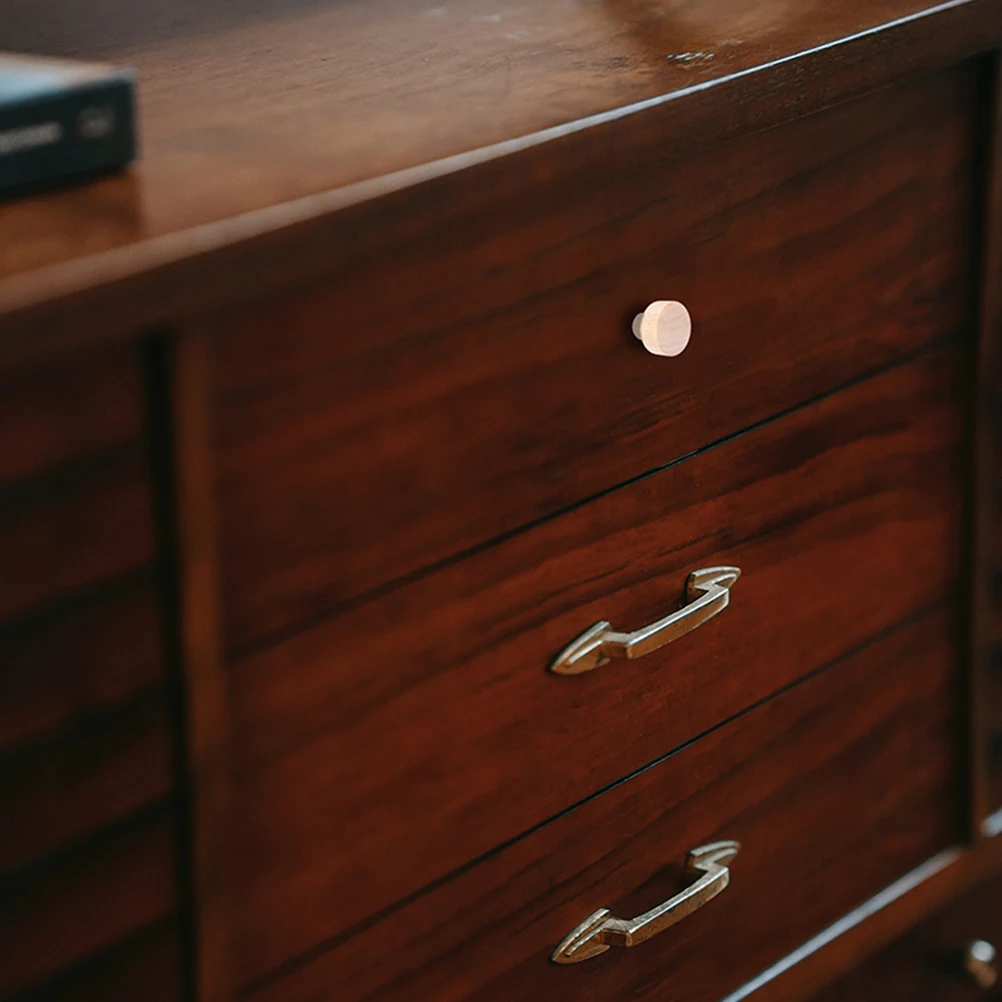 

10Pcs Wooden Cabinet Knob Round Pull H Durable Door Knobs Drawer Hardware Furniture Accessory Wardrobe Closet